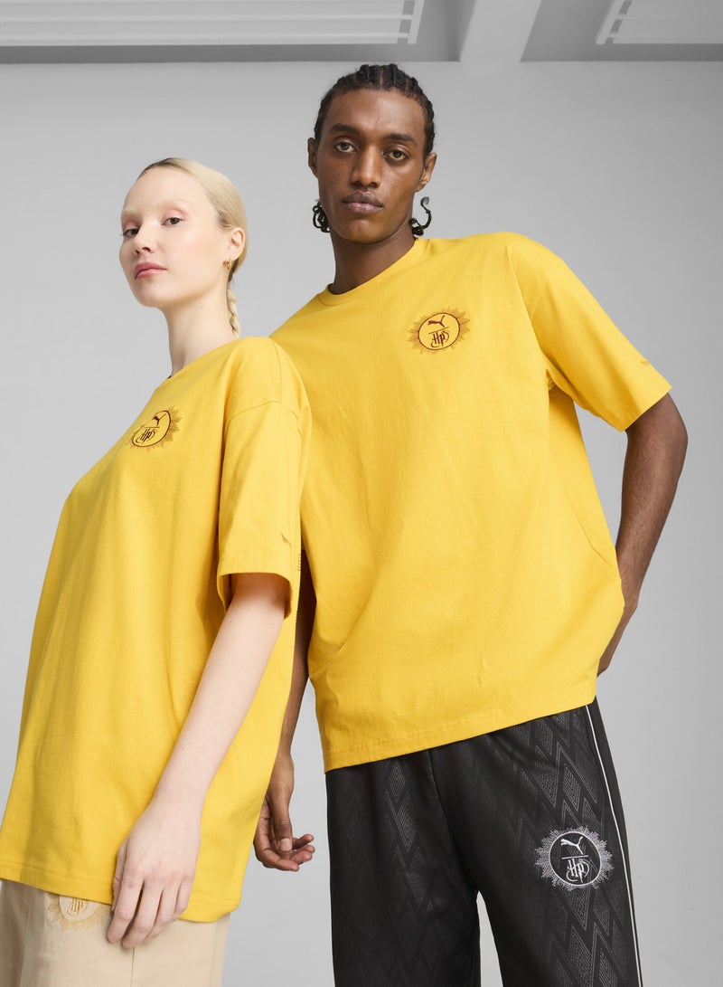 PUMA X HARRY POTTER Oversized Graphic Mens Yellow T-Shirt - Image 1